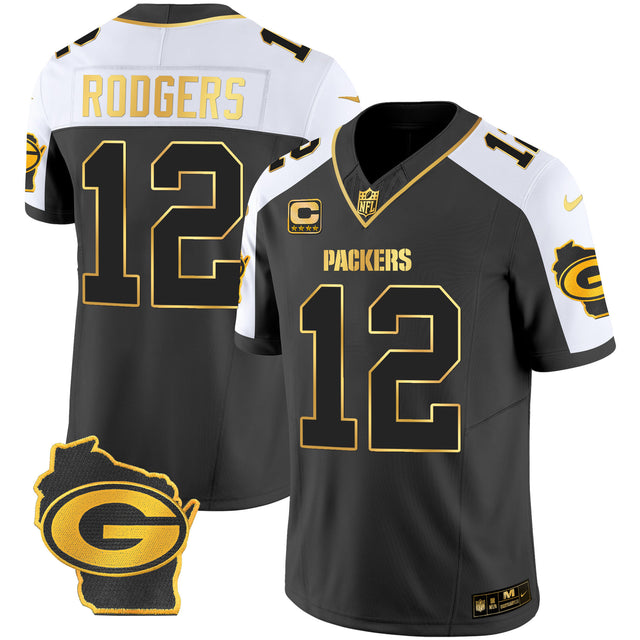 Men's Packers Home Patch Gold Vapor Jersey - All Stitched - Alternate - Aaron Rodgers — view 1