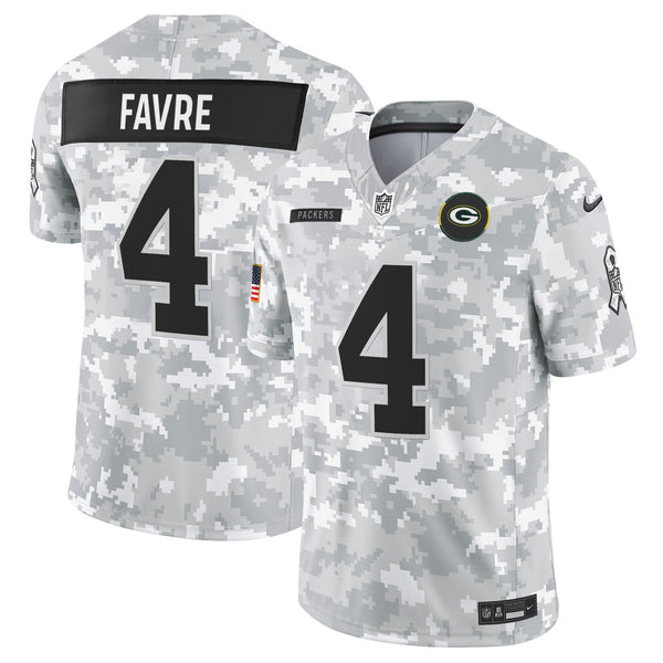 Men's Green Bay Packers 2025 Salute to Service Vapor Limited Jersey - All Stitched - Arctic Camo - Brett Favre — view 1