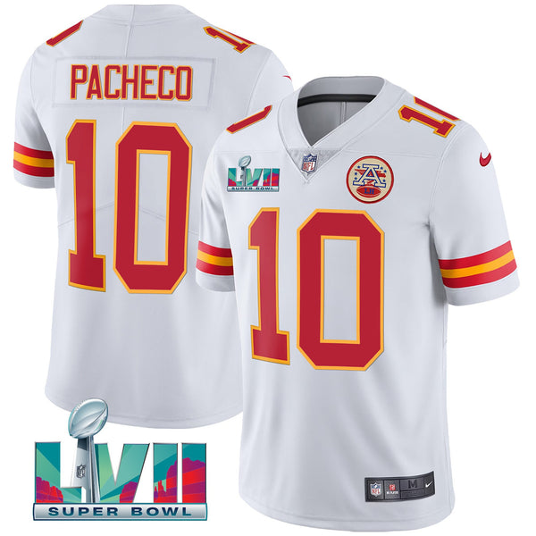 Men's Chiefs Super Bowl LVII Red Gold Vapor Jersey - All Stitched - White - Isiah Pacheco — view 1