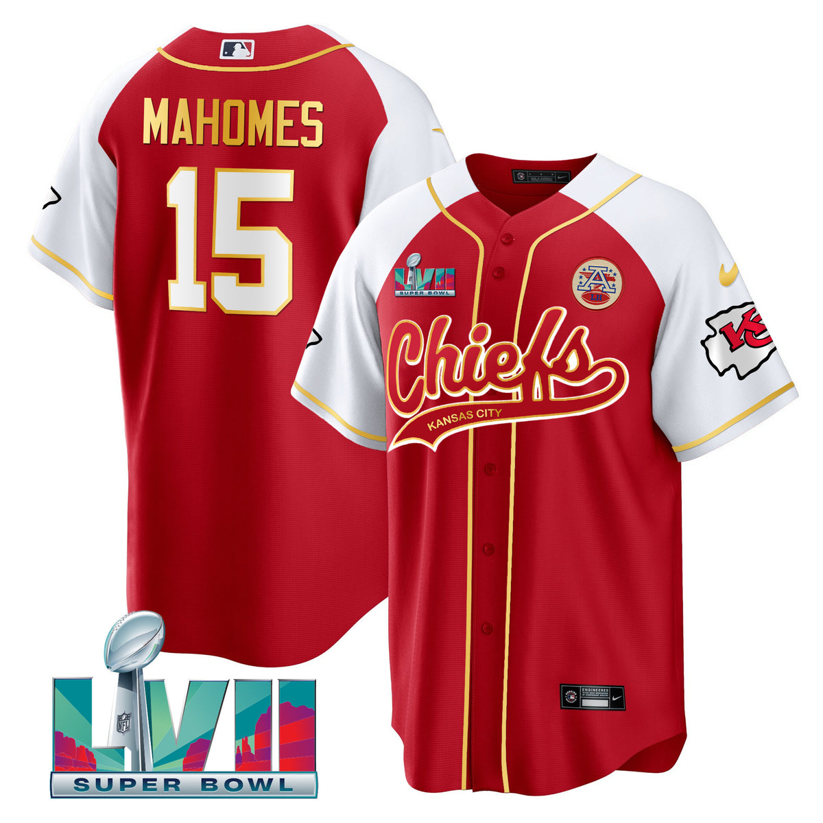 Men's Chiefs Super Bowl LVII Alternate Cool Base Jersey - All Stitched - Red - Patrick Mahomes — view 1