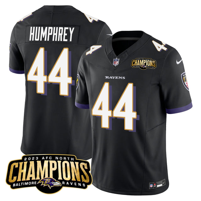 Men's Ravens 2023 AFC North Champions Patch Vapor Limited Jersey - All Stitched - Black - Marlon Humphrey — view 1