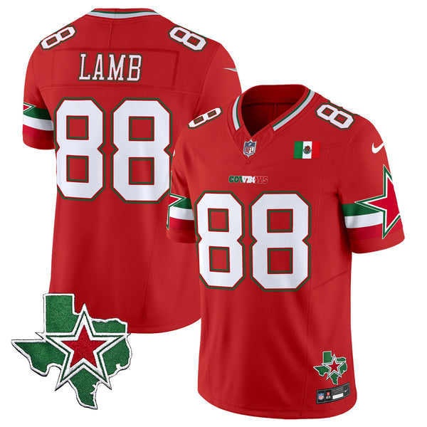 Men's Dallas Cowboys 2025 Mexico Vapor Limited Jersey - All Stitched - Red - CeeDee Lamb — view 1