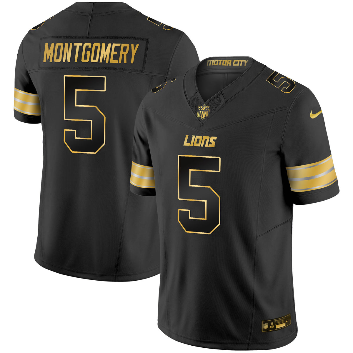 Men's Detroit Lions 2024 Gold Vapor Limited Jersey - All Stitched - Black Gold - David Montgomery — view 1