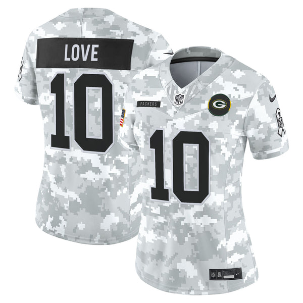 Women's Green Bay Packers 2025 Salute to Service Vapor Limited Jersey - All Stitched - Arctic Camo - Jordan Love — view 1