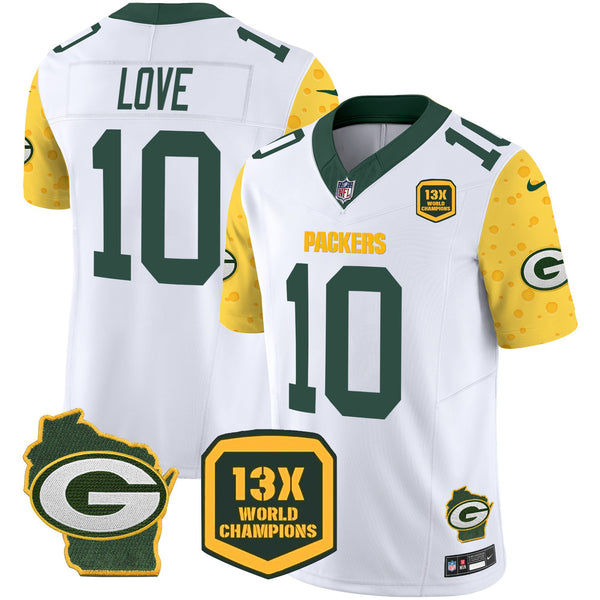 Men's Green Bay Packers 2025 Cheese Vapor Limited Jersey – All Stitched - White - Jordan Love — view 1