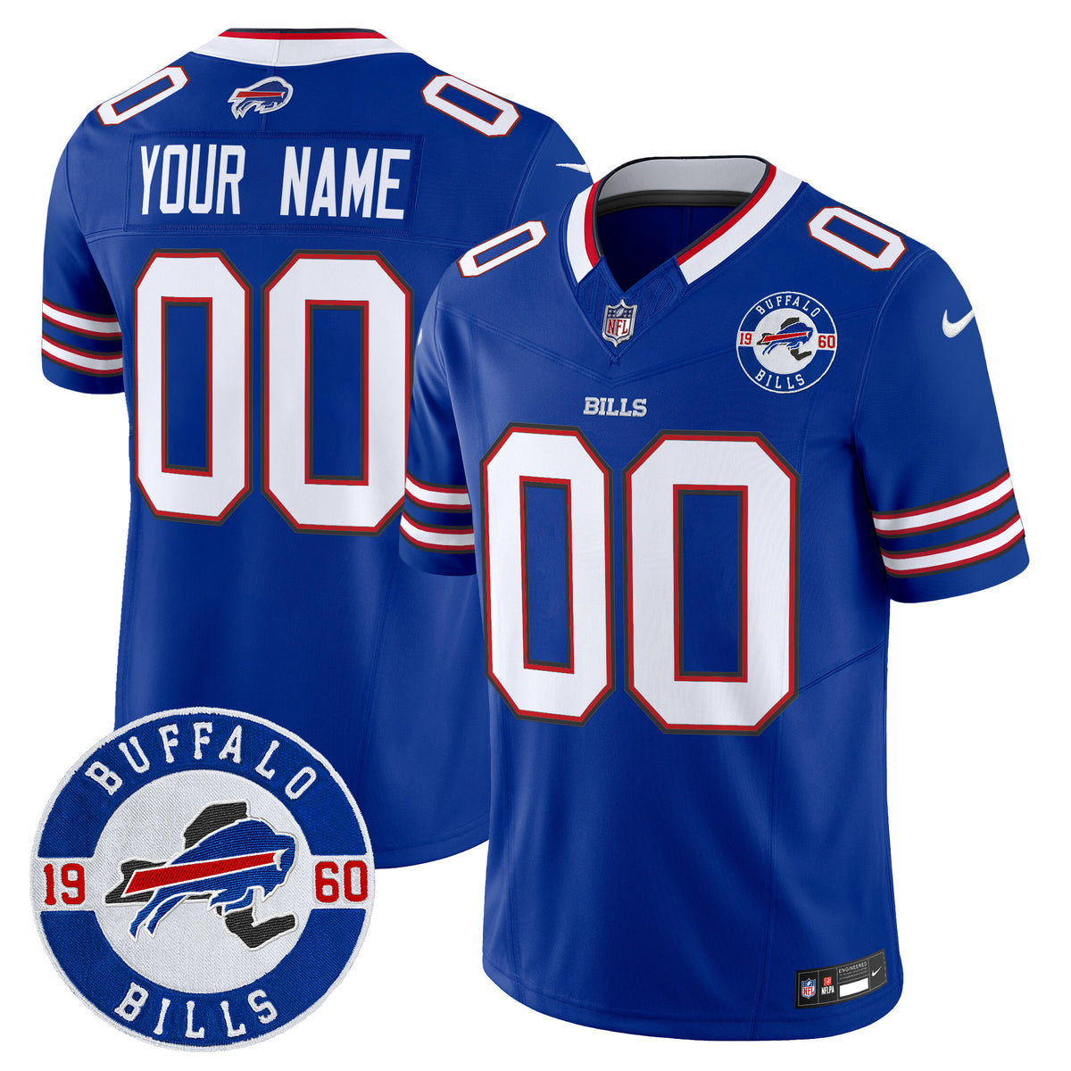 Buffalo Bills 2024 Vapor Limited Custom Jersey - Est. 1960 Patch - All Stitched - Royal — view 1
