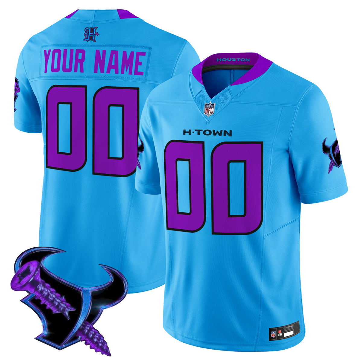 Houston Texans 2025 DJ Screw Vapor Limited Custom Jersey - All Stitched - Blue ~0234180 — view 1