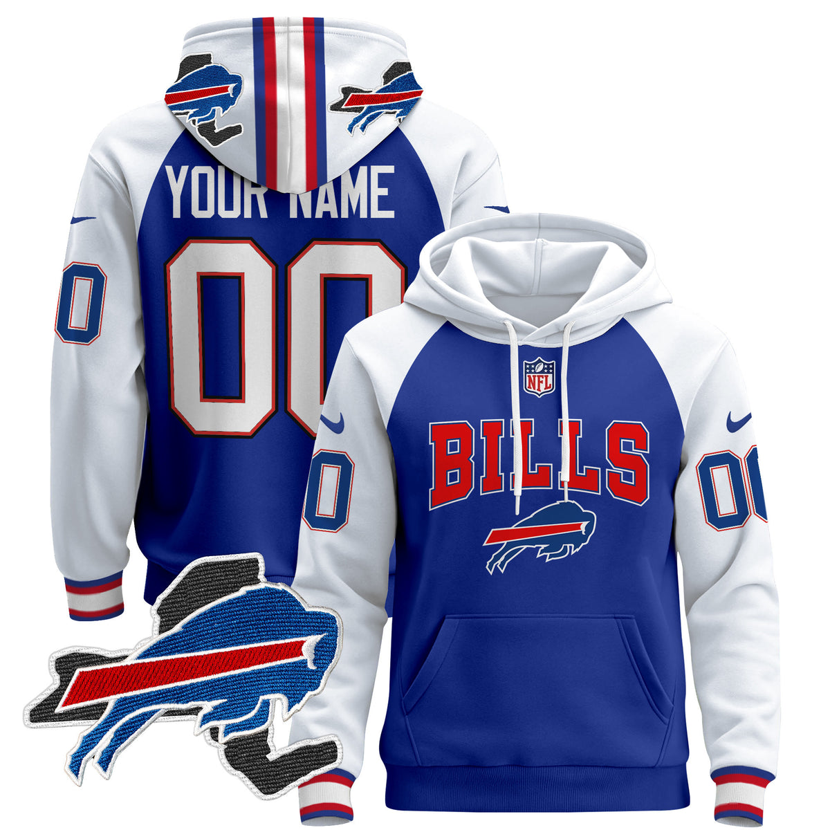 Buffalo Bills 2024 Custom Pullover Hoodie V3 - All Stitched - Royal Alternate — view 1