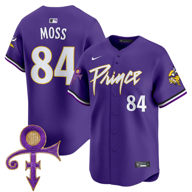 Men's Minnesota Vikings Prince Patch Vapor Premier Limited Jersey - All Stitched - Purple - Randy Moss — view 1