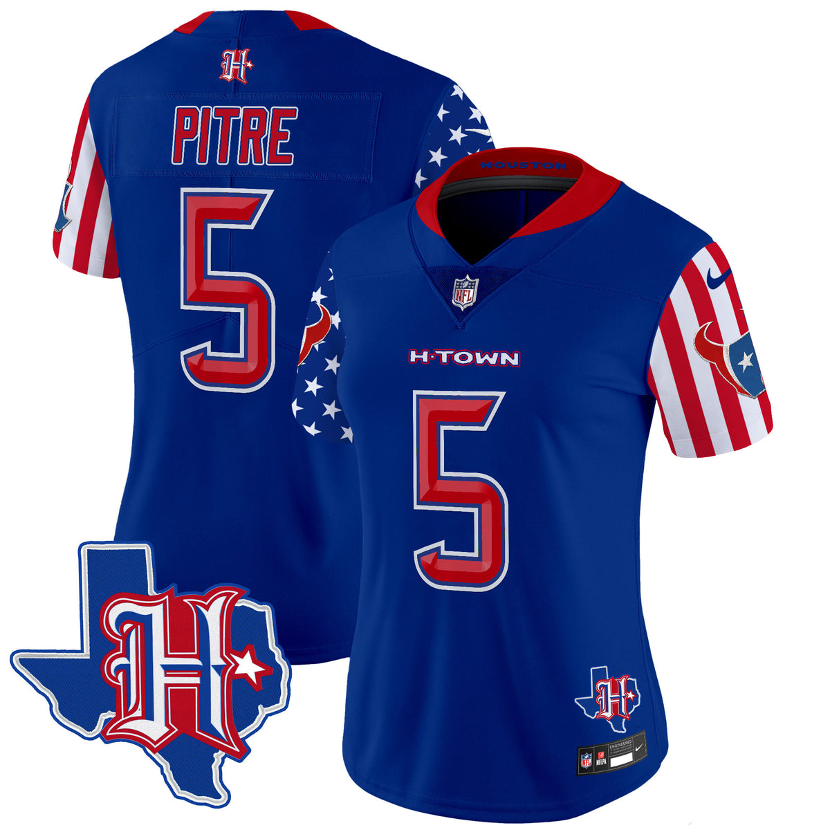 Women's Houston Texans American Style Vapor Limited Jersey - All Stitched - Royal - Jalen Pitre — view 1