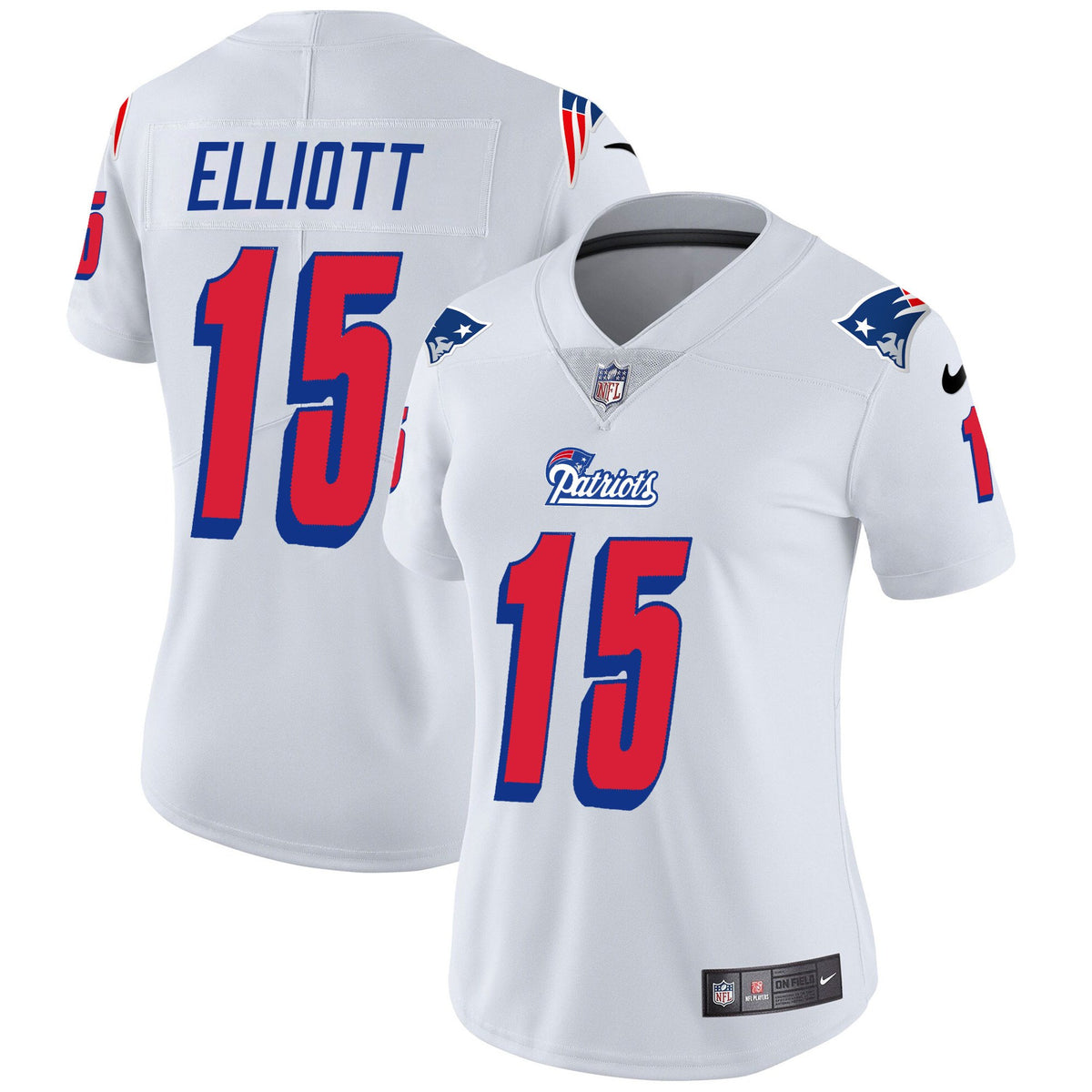 Women's Patriots 1996 Throwback Limited Vapor Jersey - All Stitched - White - Ezekiel Elliott — view 1