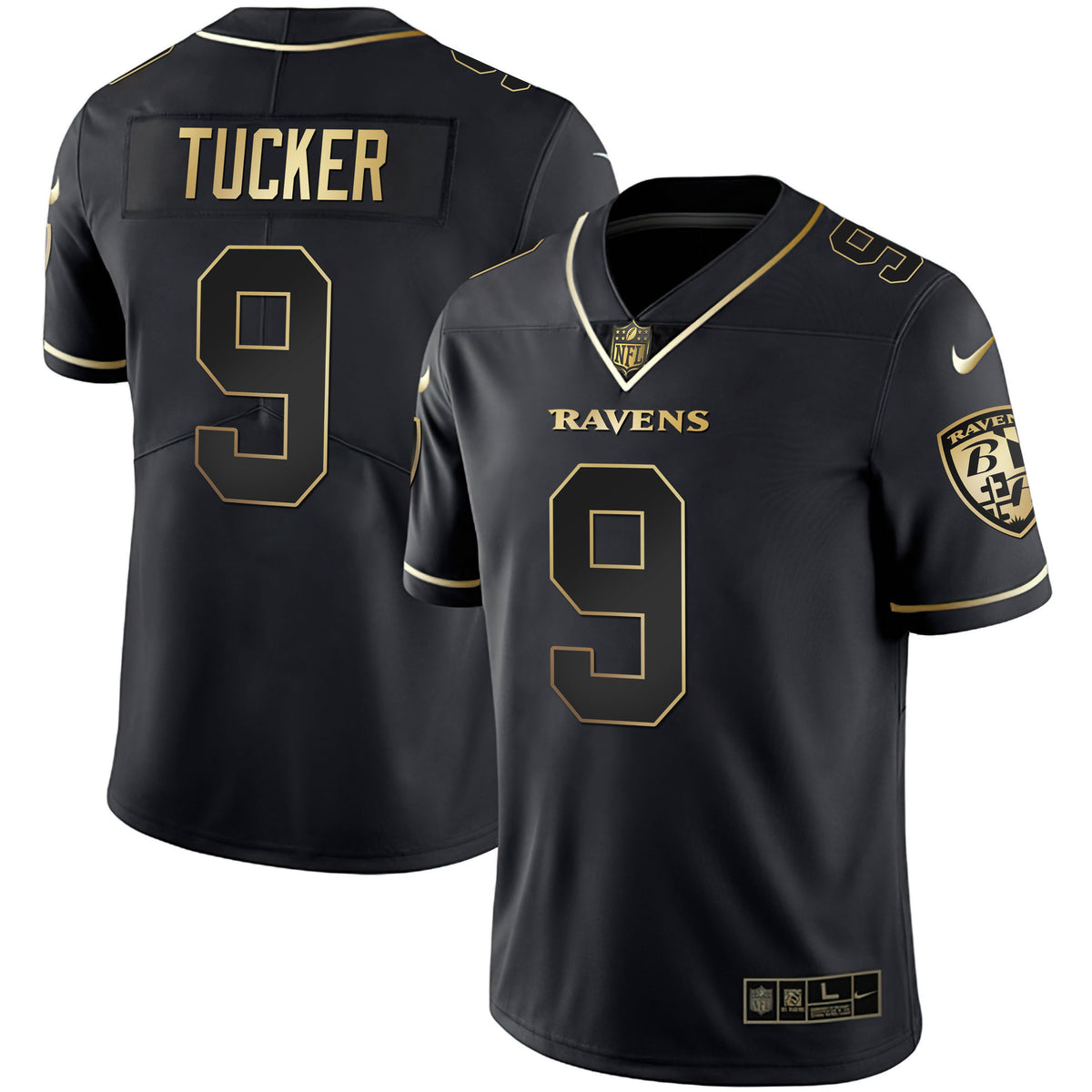 Men's Ravens Gold Vapor Jersey - All Stitched - Black Gold - Justin Tucker — view 1
