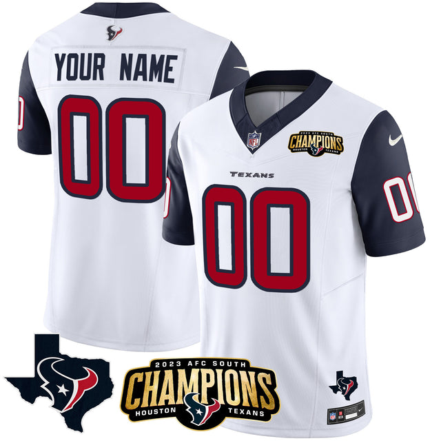 Houston Texans 2023 AFC South Champions Patch Vapor Custom Jersey - All Stitched - Navy Sleeves — view 1