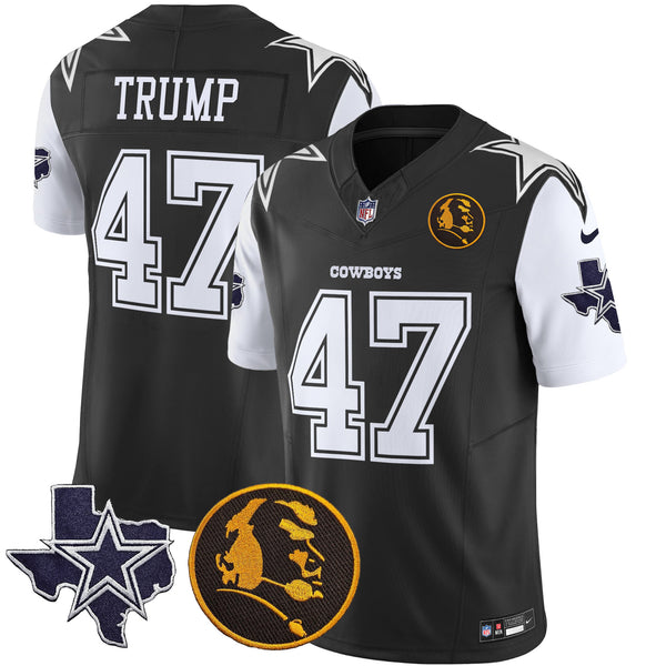 Men's Cowboys Texas & John Madden Patch Vapor Limited Jersey - All Stitched - Black - Donald Trump — view 1