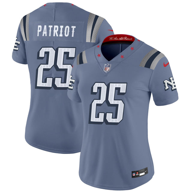 Women's New England Patriots 2025 Rivalries Vapor Limited Jersey - All Stitched - #25 Patriot — view 1