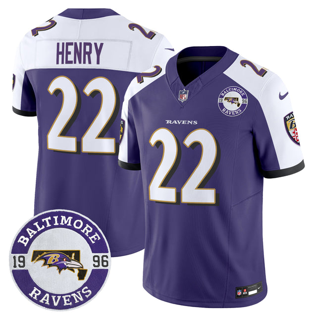 Men's Ravens 2024 Vapor Limited Jersey - Est. 1996 Patch - All Stitched - Purple Alternate - Derrick Henry — view 1