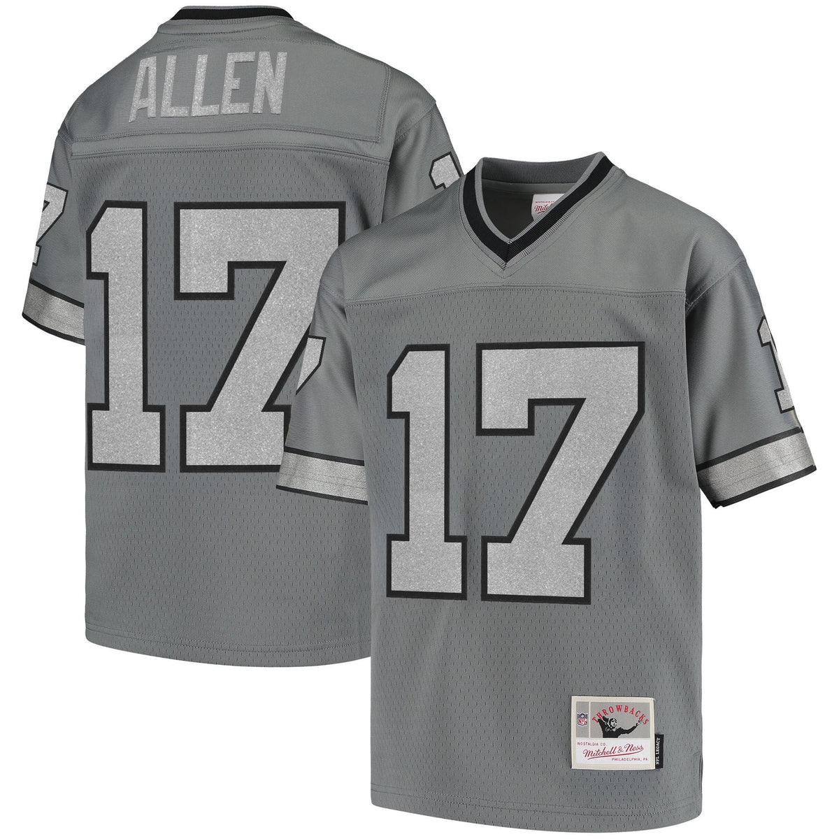 Men's Buffalo Bills Throwback Player Jersey - All Stitched - Charcoal - Josh Allen — view 1