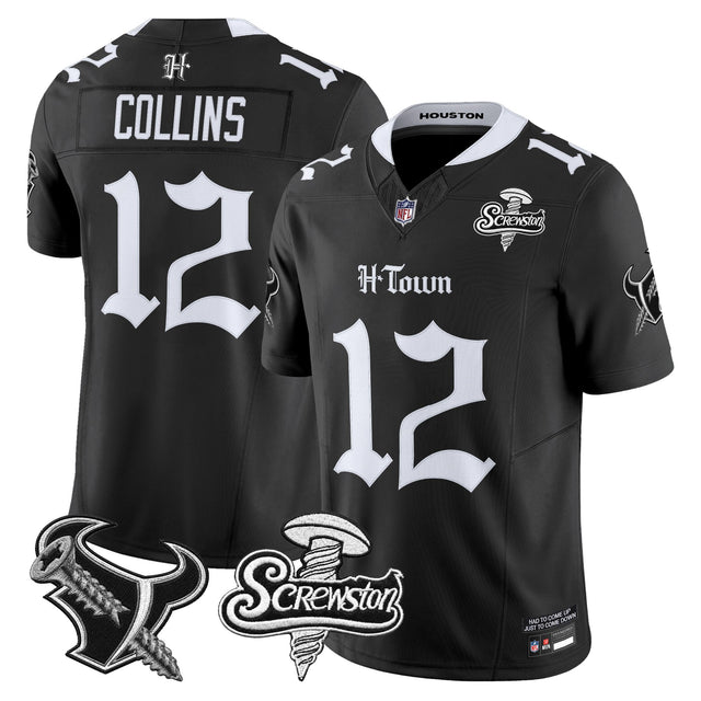 Men's Houston Texans DJ Screw Vapor Limited Jersey - Gothic Edition - All Stitched - Black - Nico Collins — view 1