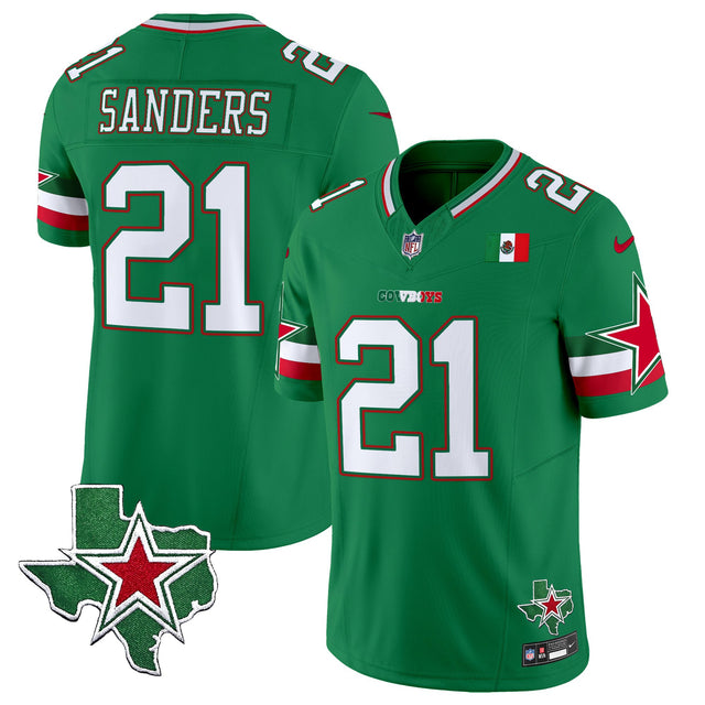 Men's Dallas Cowboys 2025 Mexico Vapor Limited Jersey - All Stitched - Green - Deion Sanders — view 1