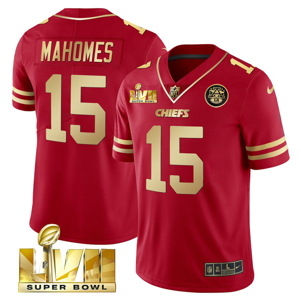 Men's Chiefs Super Bowl LVII Red Gold Vapor Jersey - All Stitched - Red Gold - Patrick Mahomes — view 1
