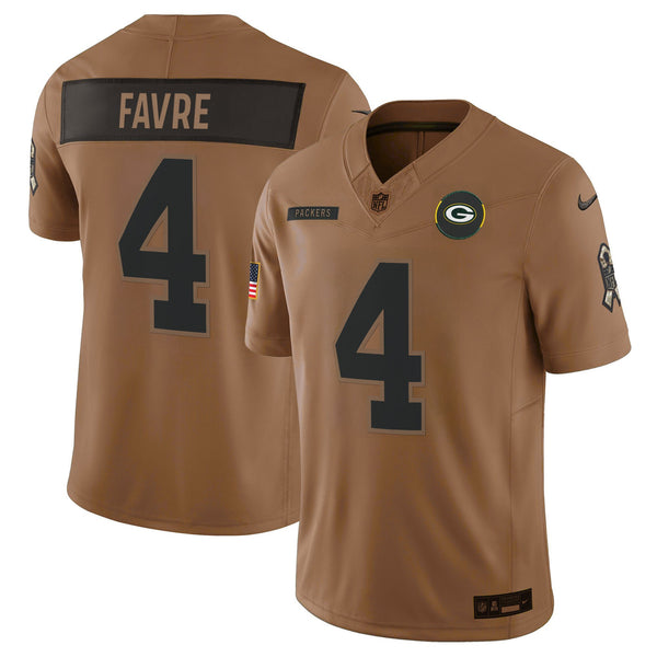Men's Green Bay Packers 2025 Salute to Service Vapor Limited Jersey - All Stitched - Brown - Brett Favre — view 1