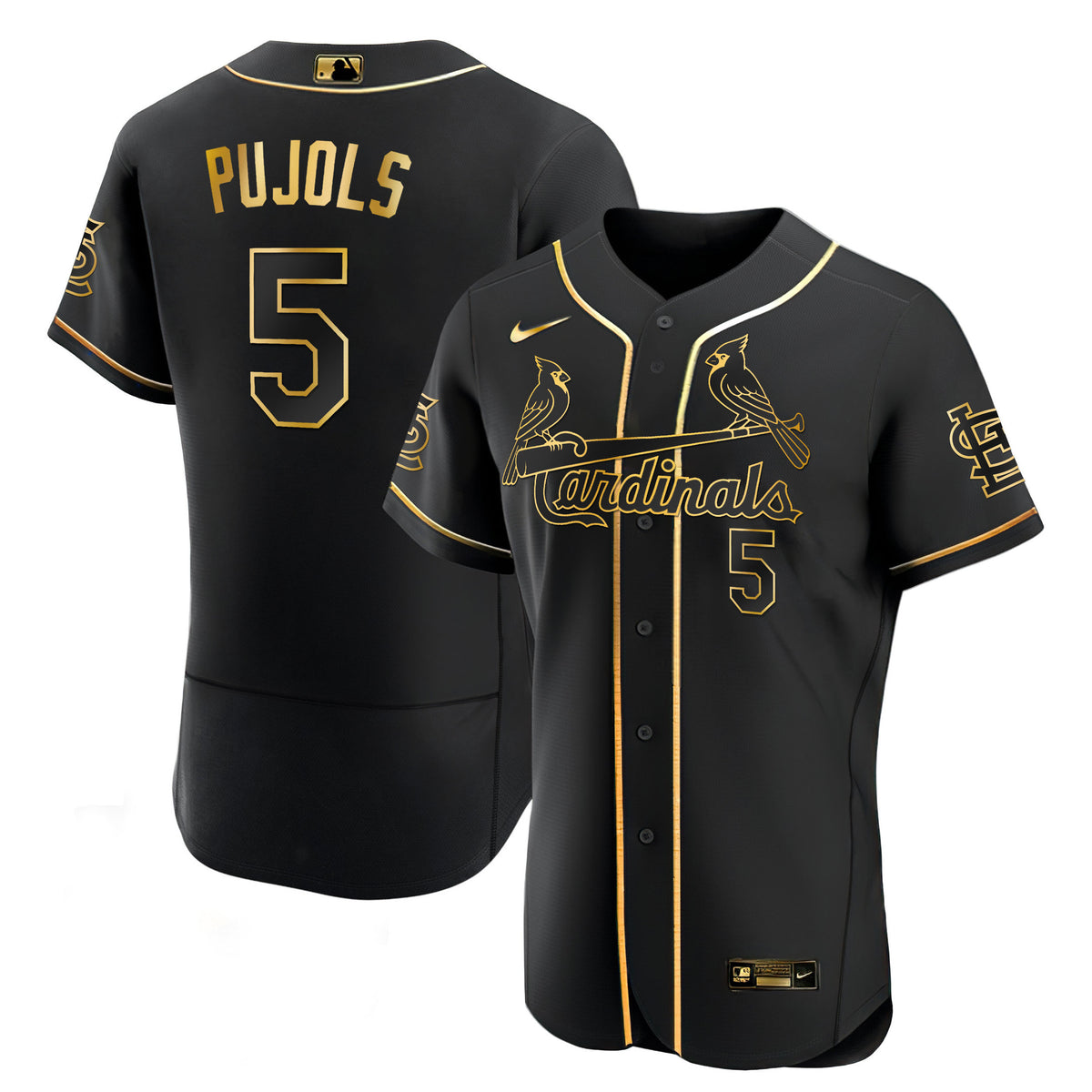Men's Albert Pujols Arizona Cardinals White Gold & Black Gold Jersey - All Stitched - Flex Black — view 1