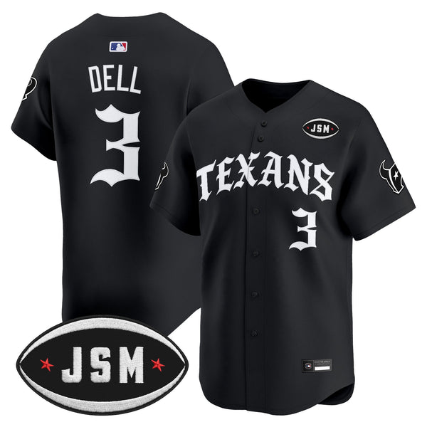 Men's Houston Texans 'Old English Edition' Vapor Premier Limited Jersey - All Stitched - Black - Tank Dell — view 1