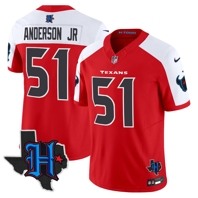 Men's Houston Texans 2024 Texas Patch Vapor Limited Jersey - All Stitched - Red Alternate - Will Anderson Jr — view 1