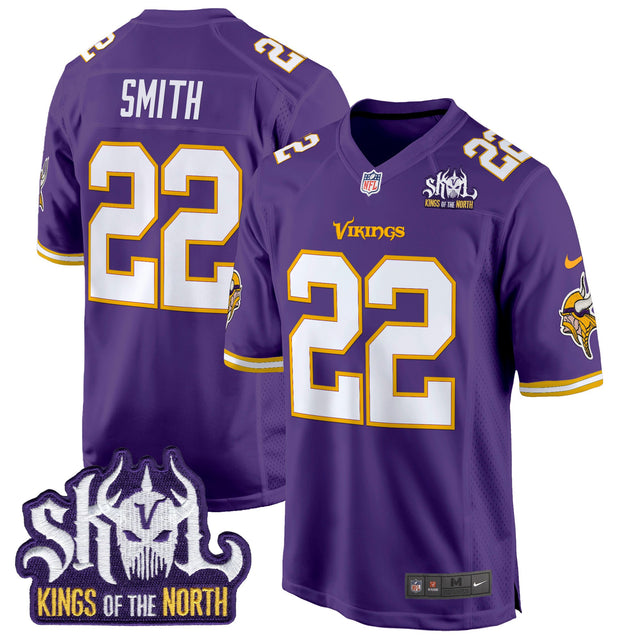 Men's Minnesota Vikings King Of The North Patch Throwback Game Jersey - All Stitched - Purple - Harrison Smith — view 1