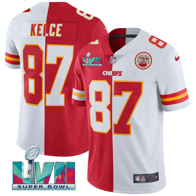 Youth's Chiefs Super Bowl Vapor Gold Jersey - All Stitched - Split - Travis Kelce — view 1