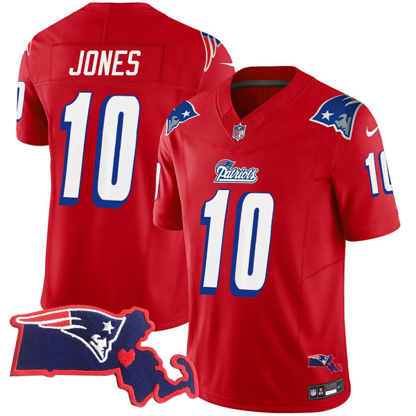 Men's Patriots 1996 Throwback State Patch Vapor Jersey - All Stitched - Red - Mac Jones — view 1