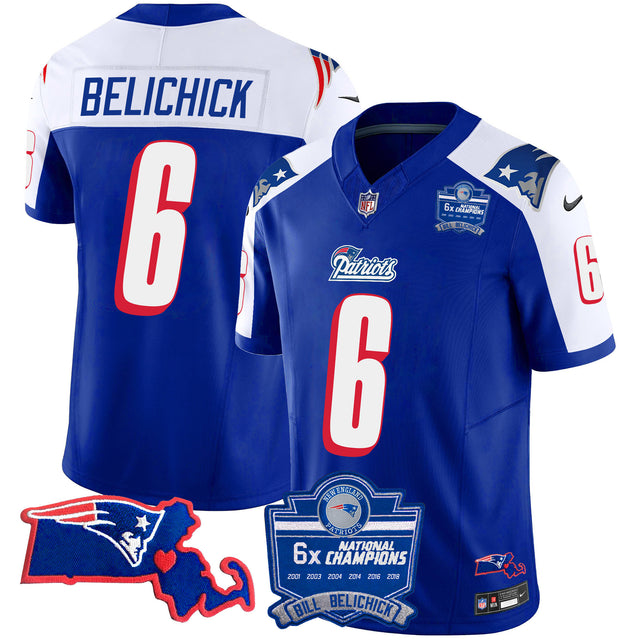 Women's Patriots Bill Belichick 6x Champions Patch Vapor Jersey - All Stitched - 1996 Alternate - Bill Belichick — view 1