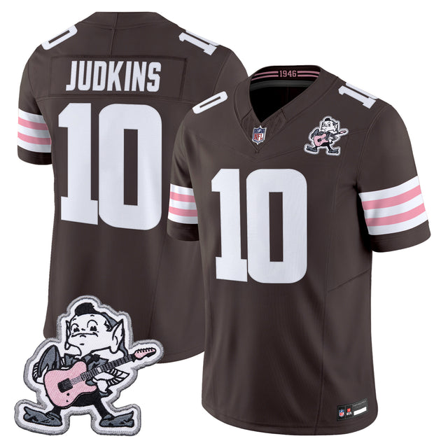 Men's Cleveland Browns MGK Patch Vapor Limited Jersey - All Stitched - Brown - Quinshon Judkins — view 1