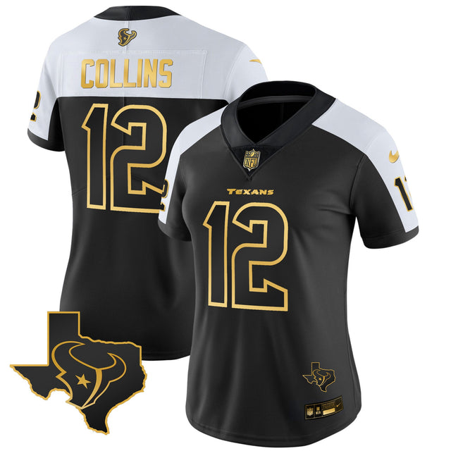 Women's Houston Texans Gold Vapor Limited Jersey - All Stitched - Alternate Gold - Nico Collins — view 1