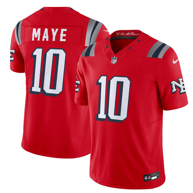 Men's New England Patriots 2025 Rivalries Vapor Limited Jersey - All Stitched - Red - Drake Maye — view 1