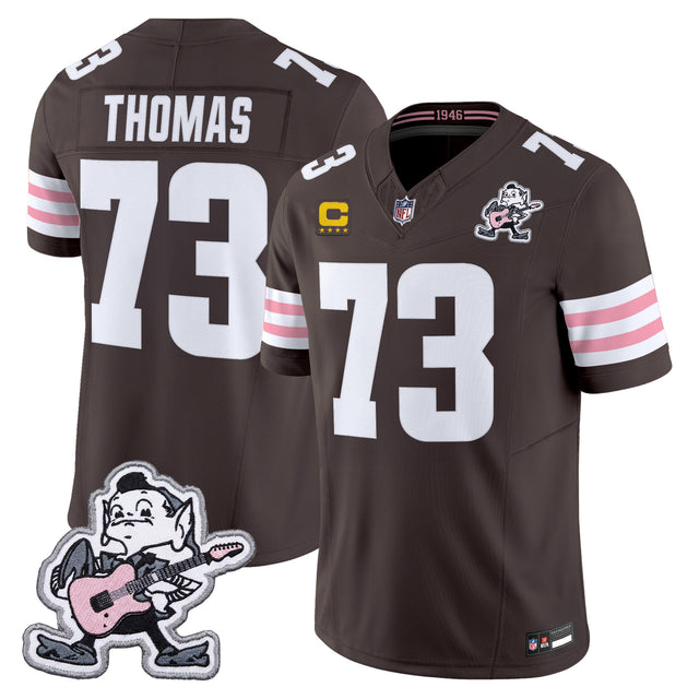 Men's Cleveland Browns MGK Patch Vapor Limited Jersey - All Stitched - Brown - Joe Thomas — view 1