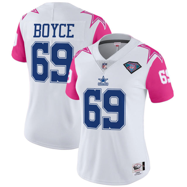 BOYCE #69 Dallas Cowboys Pink Jersey - All Stitched - Pink White — view 1