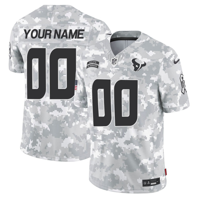 Houston Texans 2024 Salute to Service Vapor Limited Custom Jersey - Arctic Camo - All Stitched — view 1