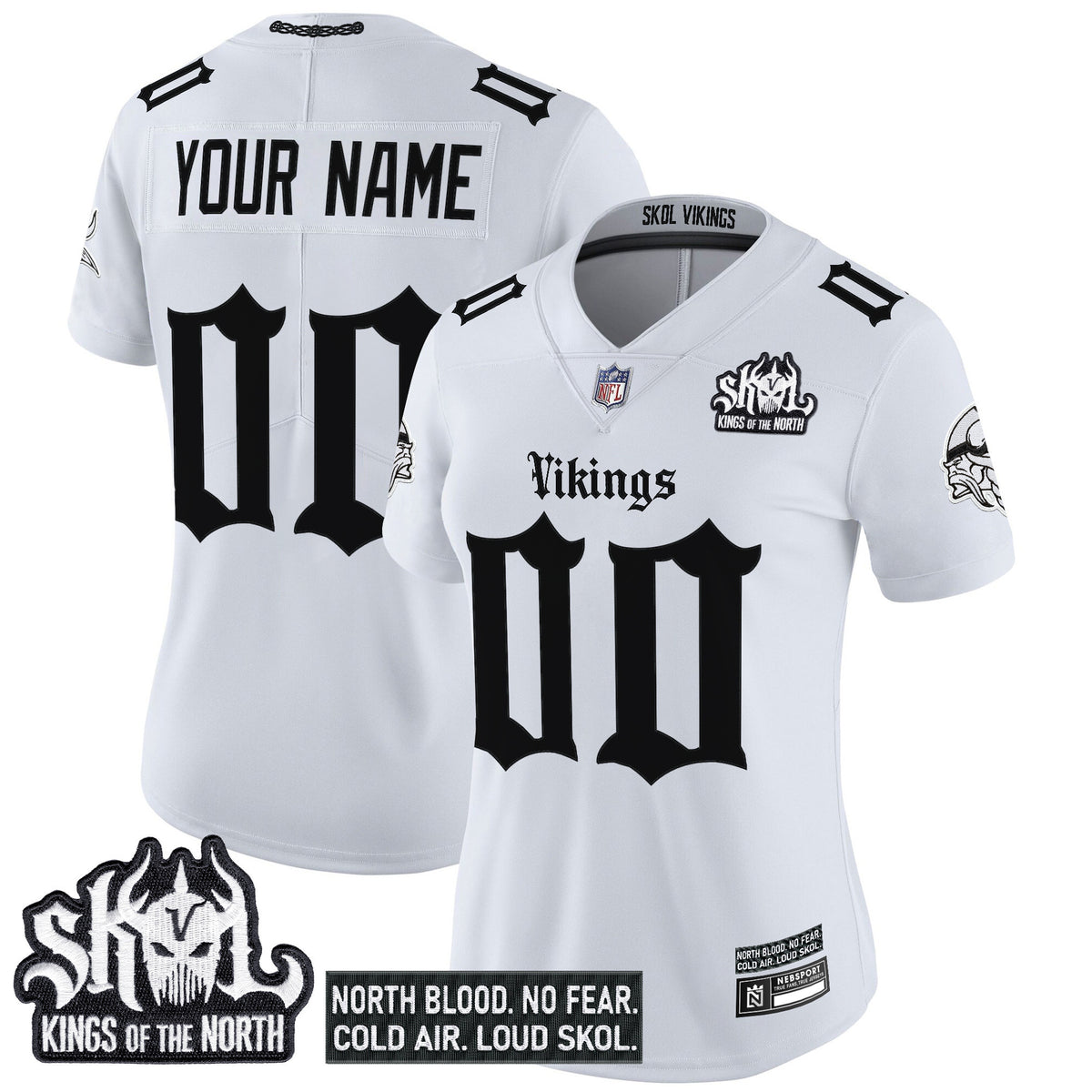 Minnesota Vikings 'Gothic Norseblood Edition' Vapor Limited Custom Jersey - All Stitched - White — view 1