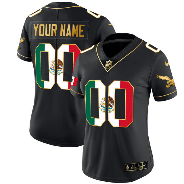 Eagles Mexico Gold & Kelly Vapor Custom Jersey - All Stitched - Black Gold — view 1