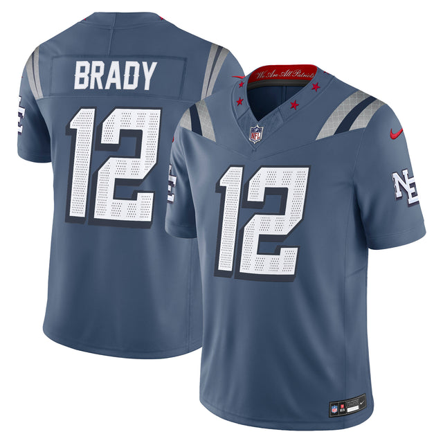 Men's New England Patriots 2025 Vapor Limited Jersey - All Stitched - Storm Blue - Tom Brady — view 1
