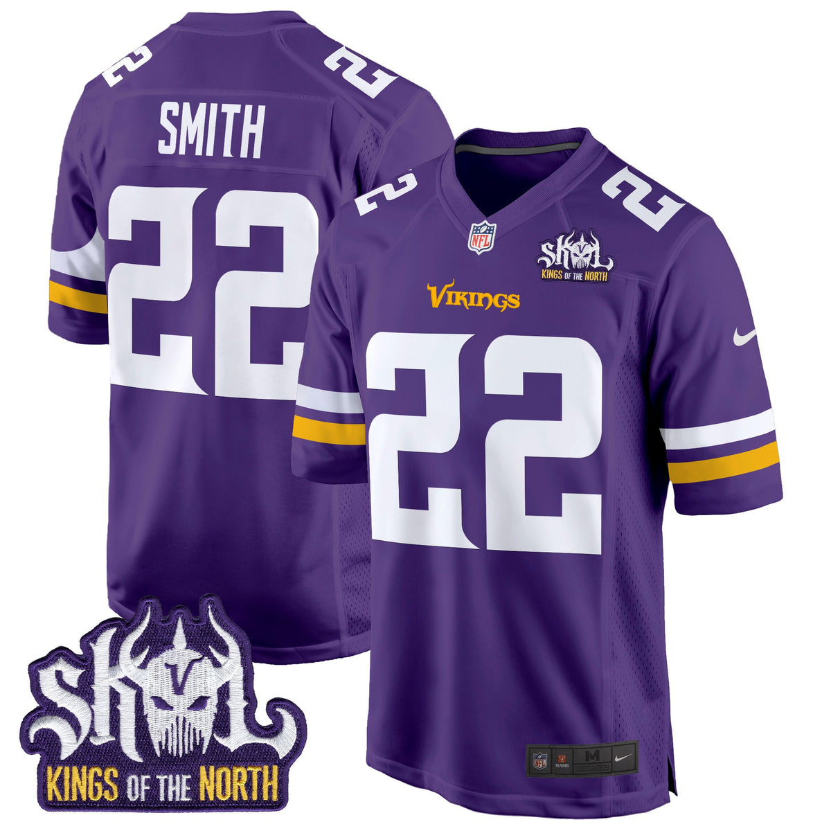 Men's Minnesota Vikings King Of The North Patch Game Jersey - All Stitched - Purple - Harrison Smith — view 1