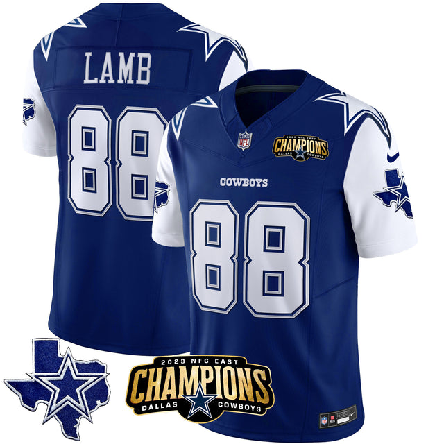 Men's Cowboys 2023 NFC East Champions Patch Vapor Jersey - All Stitched - Royal - CeeDee Lamb — view 1