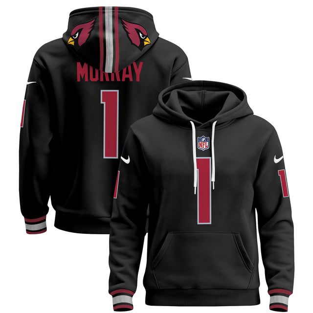 Men's Arizona Cardinals 2024 Pullover Hoodie - All Stitched - Black - Kyler Murray — view 1
