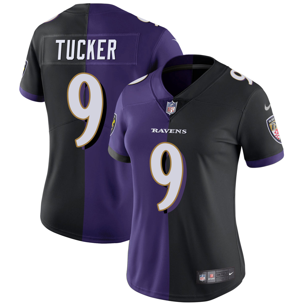 Ravens Split Vapor Jersey - All Stitched - Women - Justin Tucker — view 1