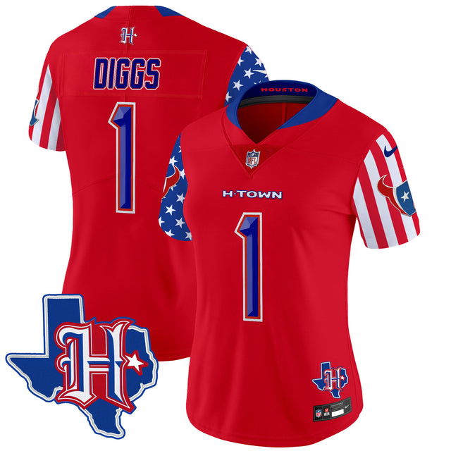 Women's Houston Texans American Style Vapor Limited Jersey - All Stitched - Red - Stefon Diggs — view 1