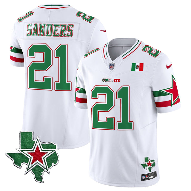 Men's Dallas Cowboys 2025 Mexico Vapor Limited Jersey - All Stitched - White - Deion Sanders — view 1