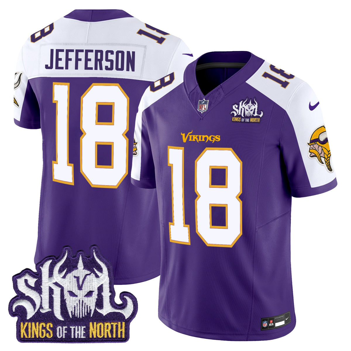 Men's Minnesota Vikings King Of The North Patch Throwback Vapor Limited Jersey V2 - All Stitched - Purple Alternate - Justin Jefferson — view 1