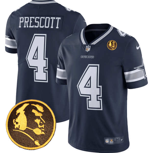 Men's Dallas Cowboys John Madden Honoring Patch Jersey - All Stitched - Navy - Dak Prescott — view 1