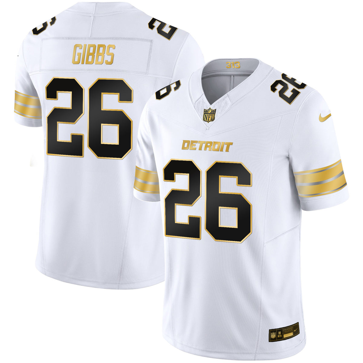 Men's Detroit Lions 2024 Gold Vapor Limited Jersey - All Stitched - White Gold - Jahmyr Gibbs — view 1